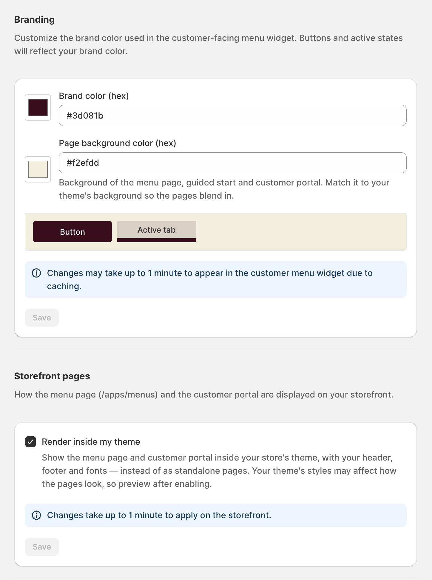 Background-color setting for the storefront widget