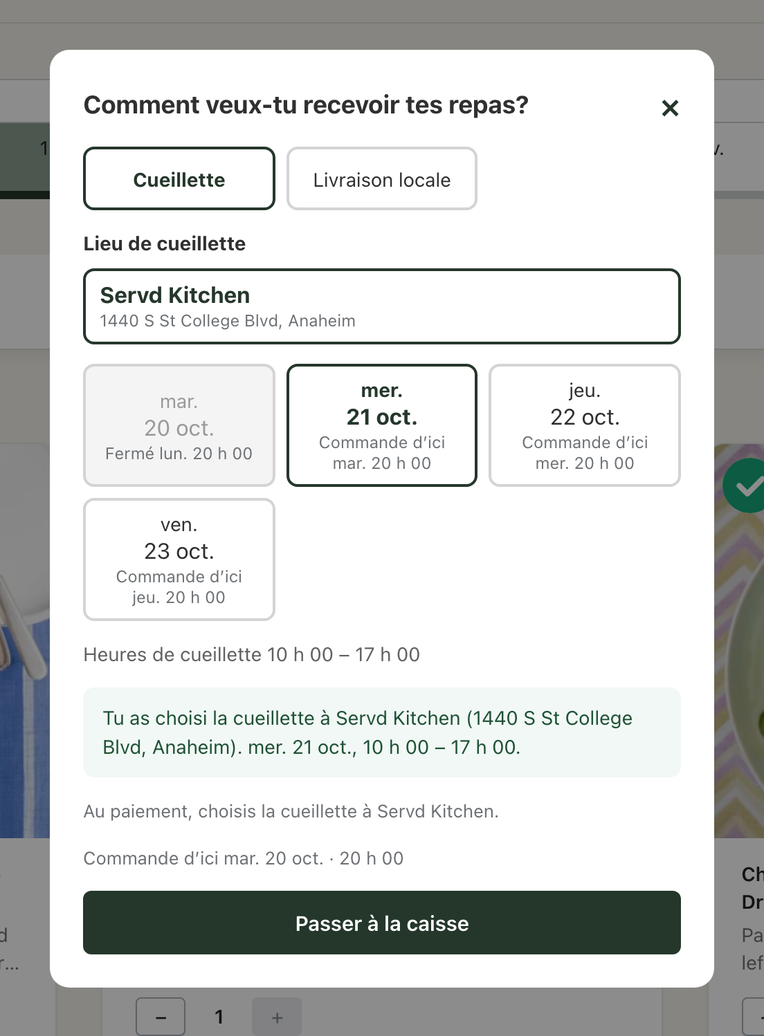 The delivery-day choice in French